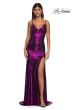 Picture of: Brushed Metallic Jersey Simple Prom Dress with Ruching in Purple, Style: 32812, Detail Picture 9