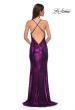 Picture of: Simple Metallic Jersey Dress with Draped Neckline and Low Back in Purple , Style 32782, Detail Picture 10
