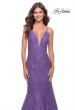 Picture of: Long Mermaid Lace Dress with Back Rhinestone Detail in Purple, Style: 31512, Detail Picture 12
