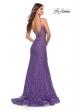 Picture of: Long Mermaid Lace Dress with Back Rhinestone Detail in Purple, Style: 31512, Detail Picture 13