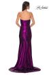 Picture of: Strapless Draped Neckline Prom Dress in Metallic Jersey in Purple , Style 32828, Detail Picture 13