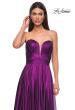 Picture of: Flowy Metallic Net Jersey Prom Dress with Intricate Ruched Bodice in Purple , Style 32899, Detail Picture 13