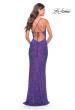 Picture of: Stretch Sequin Gown with Deep V Neck and Tie Back in Bright Colors in Purple, Style: 31430, Back Picture