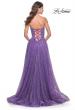 Picture of: Sequin Rhinestone A-Line Tulle Sweetheart Gown with Lace Up Back in Purple, Style: 32136, Back Picture