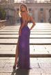 Picture of: Rhinestone Fishnet Dress with Illusion Bodice and Boning in Dark Berry, Style: 32247, Back Picture
