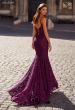 Picture of: Mermaid Stretch Lace Gown with Corset Top in Dark Berry, Style: 32420, Back Picture