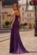 Picture of: Strapless Metallic Jersey Gown with Ruching and Fitted Silhouette in Purple, Style: 33424, Back Picture