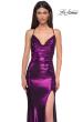 Picture of: Simple Metallic Jersey Dress with Draped Neckline and Low Back in Purple , Style 32782, Detail Picture 19