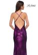Picture of: Simple Metallic Jersey Dress with Draped Neckline and Low Back in Purple , Style 32782, Detail Picture 20