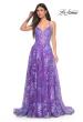 Picture of: Unique Sequin Lace A-line Prom Dress with High Slit in Purple, Style: 32291, Detail Picture 1