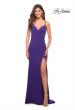 Picture of: Simple Jersey Gown with V Neckline and Slit in Purple, Style: 30072, Detail Picture 2