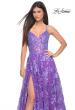 Picture of: Unique Sequin Lace A-line Prom Dress with High Slit in Purple, Style: 32291, Detail Picture 2