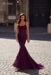 Picture of: Mermaid Stretch Lace Gown with Corset Top in Dark Berry, Style: 32420, Detail Picture 2