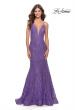 Picture of: Long Mermaid Lace Dress with Back Rhinestone Detail in Purple, Style: 31512, Detail Picture 3