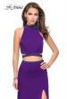 Picture of: Two Piece Prom Gown with Beaded Choker and Leg Slit in Purple, Style: 25746, Detail Picture 4