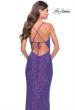 Picture of: Stretch Sequin Gown with Deep V Neck and Tie Back in Bright Colors in Purple, Style: 31430, Detail Picture 4