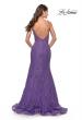 Picture of: Long Mermaid Lace Dress with Back Rhinestone Detail in Purple, Style: 31512, Detail Picture 4