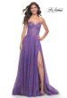 Picture of: Sequin Rhinestone A-Line Tulle Sweetheart Gown with Lace Up Back in Purple, Style: 32136, Detail Picture 4