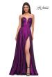 Picture of: Flowy Metallic Net Jersey Prom Dress with Intricate Ruched Bodice in Purple , Style 32899, Detail Picture 5