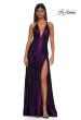 Picture of: Beautiful Long Metallic Net Jersey Gown with Flattering Ruching in Purple, Style: 32887, Detail Picture 6