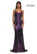 Picture of: Gorgeous Metallic Prom Dress with Ruching and Illusion Back in Purple, Style: 33034, Detail Picture 7