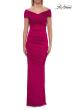 Picture of: Off-the-Shoulder Ruched Satin Evening Gown in Raspberry, Style: 33620, Detail Picture 7