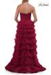 Picture of: Strapless Tiered Ruffle Tulle Gown with Slit in Raspberry, Style: 33727, Detail Picture 11