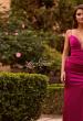 Picture of: Fitted Satin Gown with Plunging Neckline and Strappy Back in Raspberry, Style: 33423, Detail Picture 12, Landscape