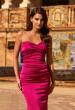 Picture of: Simple Strapless Satin Gown with Ruching Detail in Raspberry, Style: 33531, Detail Picture 4