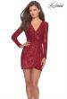 Picture of: Long Sleeve Sequin Dress with Faux Wrap Skirt in Red, Style: 28316, Main Picture