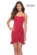 Picture of: Fitted Ruffle Skirt Short Dress with Square Neckline in Red, Style 30945, Main Picture