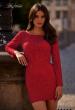 Picture of: Long Sleeve Rhinestone Fishnet Short Dress in Red, Style 32564, Main Picture
