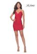 Picture of: Ruched Homecoming Dress with V Neckline in Red, Style: 30930, Detail Picture 8