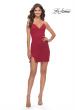 Picture of: Stretch Lace Fitted Mini Dress with Slit in Red, Style: 30928, Detail Picture 10