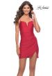 Picture of: Flattering Deep V Ruched Mini Dress with Tie Back in Red, Style: 30947, Detail Picture 11