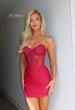Picture of: Strapless Lace Corset Ruched Mini Dress in Red, Style 33239, Detail Picture 13
