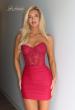 Picture of: Strapless Lace Corset Ruched Mini Dress in Red, Style 33239, Detail Picture 14