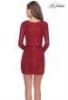 Picture of: Long Sleeve Sequin Dress with Faux Wrap Skirt in Red, Style: 28316, Back Picture