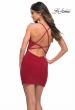 Picture of: Open Back Ruched Jersey Dress with Open Criss-Cross Back in Red, Back Picture