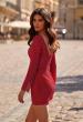 Picture of: Long Sleeve Rhinestone Fishnet Short Dress in Red, Style 32564, Back Picture