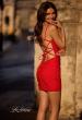 Picture of: Cut Out Short Homecoming Dress with Ruching in Red, Style: 32685, Back Picture