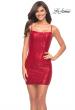 Picture of: Short Simple Sequin Dress with Square Neckline in Red, Detail Picture 1