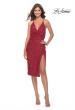 Picture of: Soft Sequin Midi Dress with Draped Neckline and Slit in Red, Style: 30922, Detail Picture 1