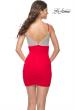 Picture of: Ruched Short Homecoming Dress with Sequin Beaded Top in Red, Style: 31726, Detail Picture 2