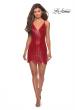 Picture of: Short Scalloped Sequined Homecoming Dress in Red, Style: 28228, Detail Picture 3