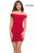 Picture of: Ruched Off the Shoulder Jersey Short Dress in Red, Detail Picture 3