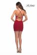Picture of: Open Back Ruched Jersey Dress with Open Criss-Cross Back in Red, Detail Picture 3
