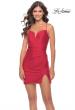 Picture of: Flattering Deep V Ruched Mini Dress with Tie Back in Red, Style: 30947, Detail Picture 3