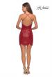 Picture of: Short Scalloped Sequined Homecoming Dress in Red, Style: 28228, Detail Picture 4