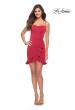 Picture of: Fitted Ruffle Skirt Short Dress with Square Neckline in Red, Style 30945, Detail Picture 4